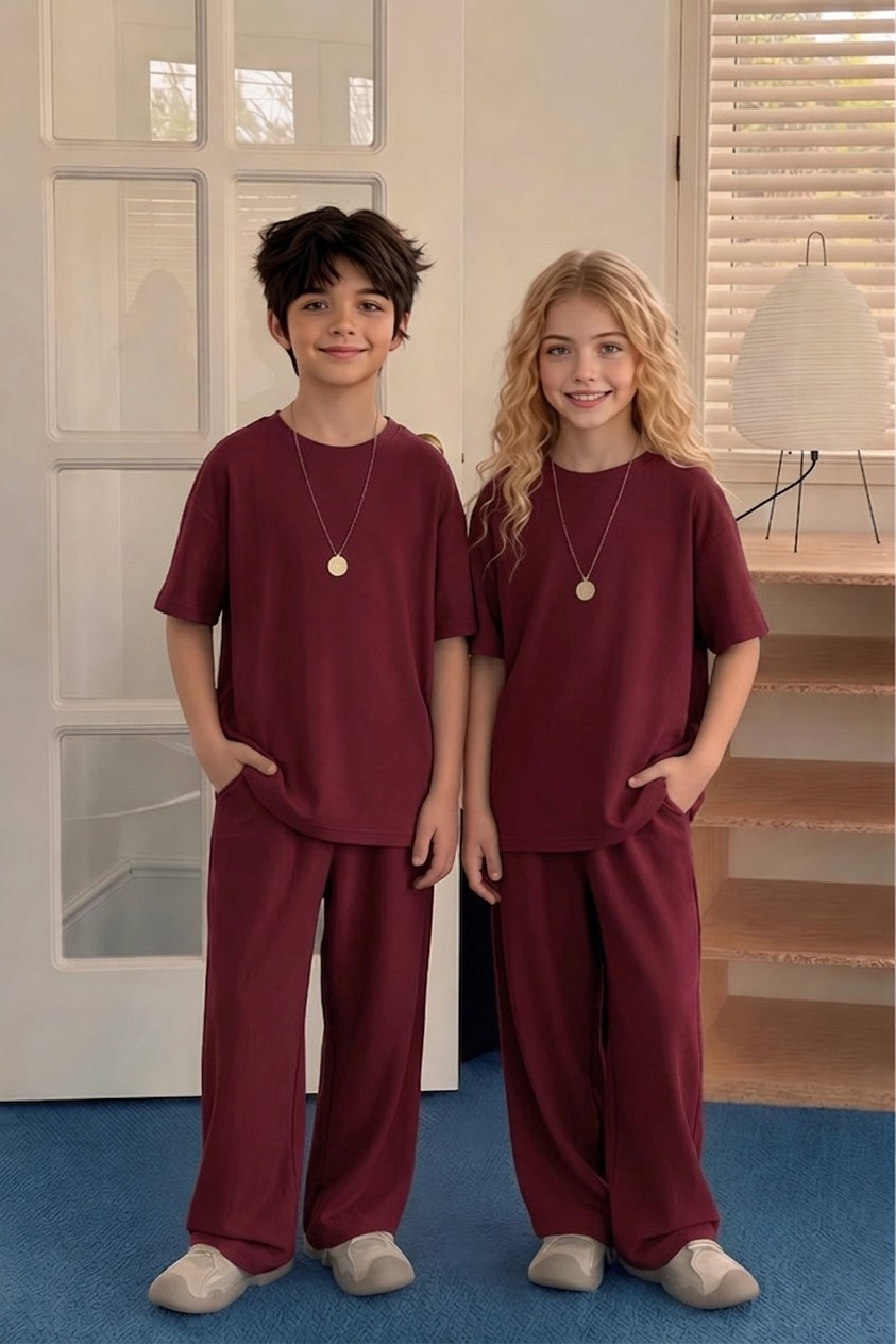 Baggy Suit Maroon Soft Cotton Jersey for Summer