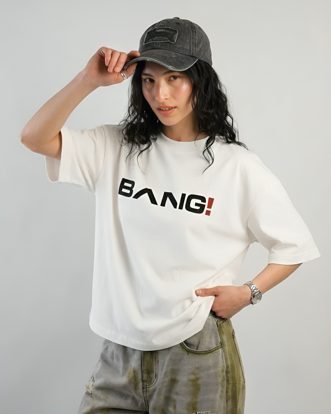 WHITE "BANG!" STATEMENT T-SHIRT (V1)