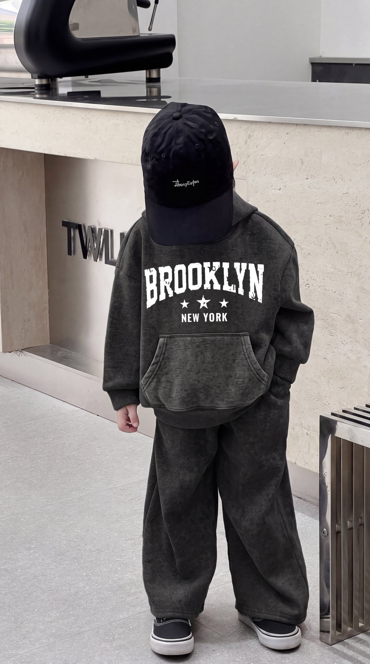 Charcoal Grey Brooklyn New York Baggy Winter Tracksuit