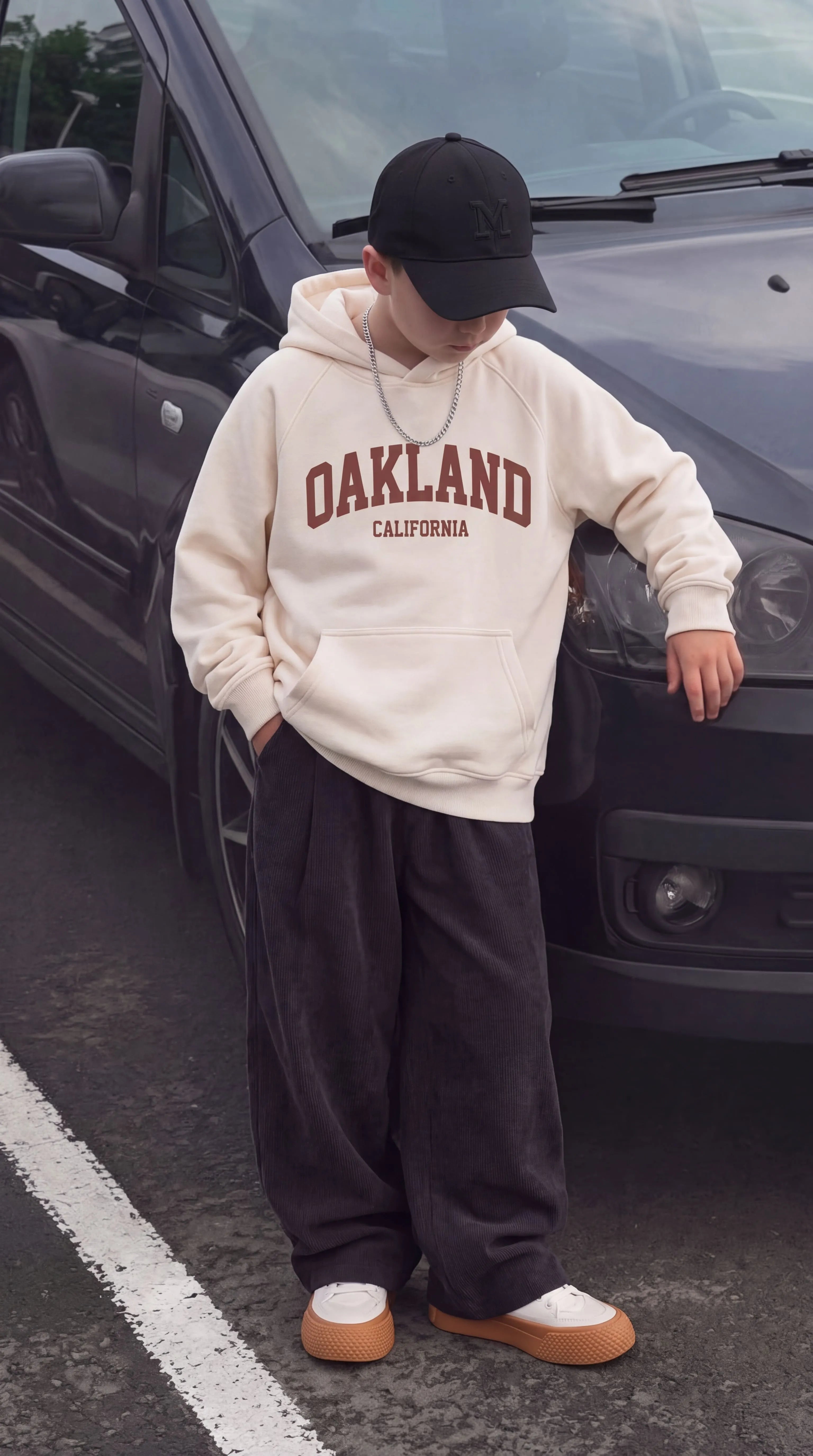 "Oakland California" Kids Winter Baggy Tracksuit – Off-White