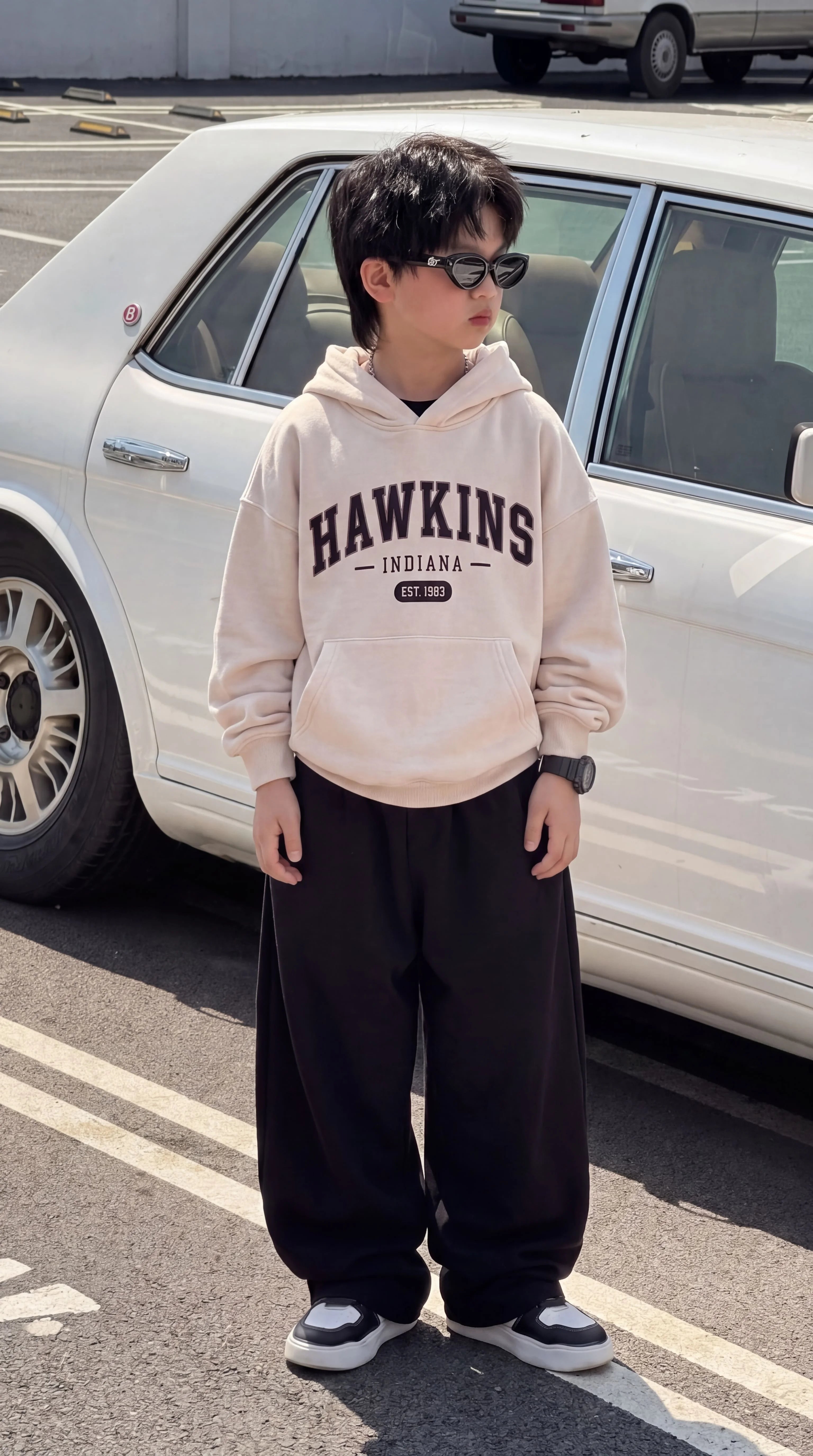 "Hawkins" Premium Off-White Winter Baggy Tracksuit