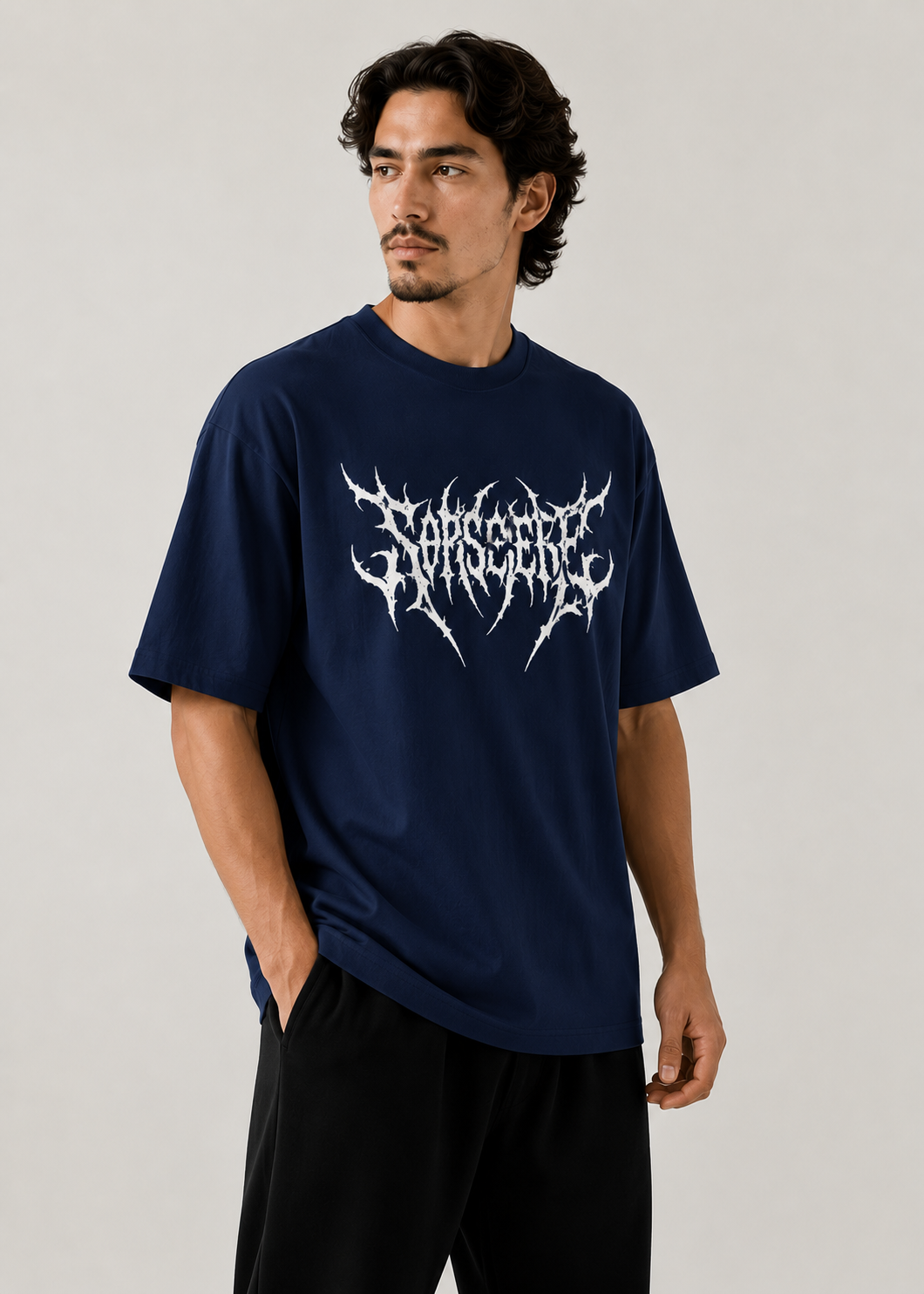 “DARK REBELLION” OVERSIZED TEE – NAVY BLUE EDITION