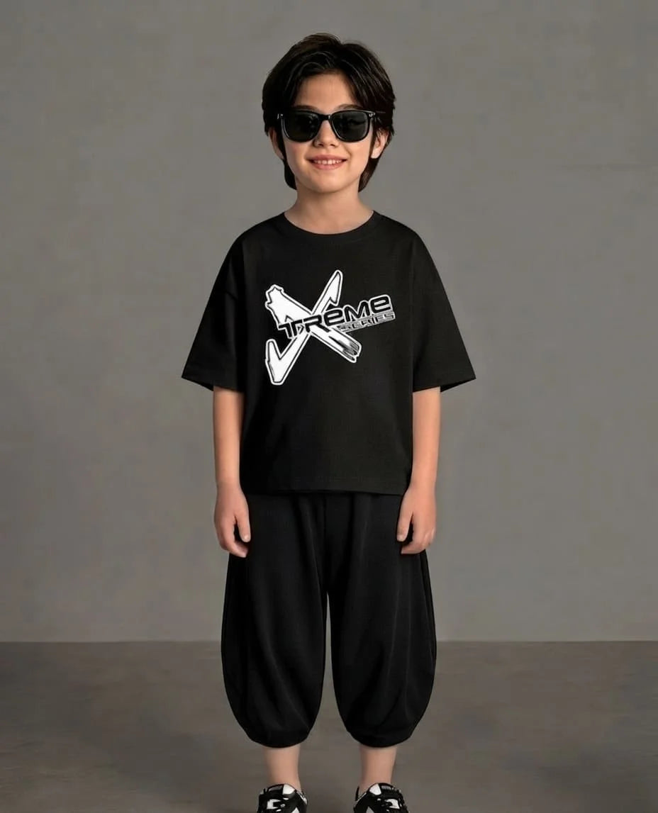 XTREME Black Baggy Cotton Jersey Co-ord Set