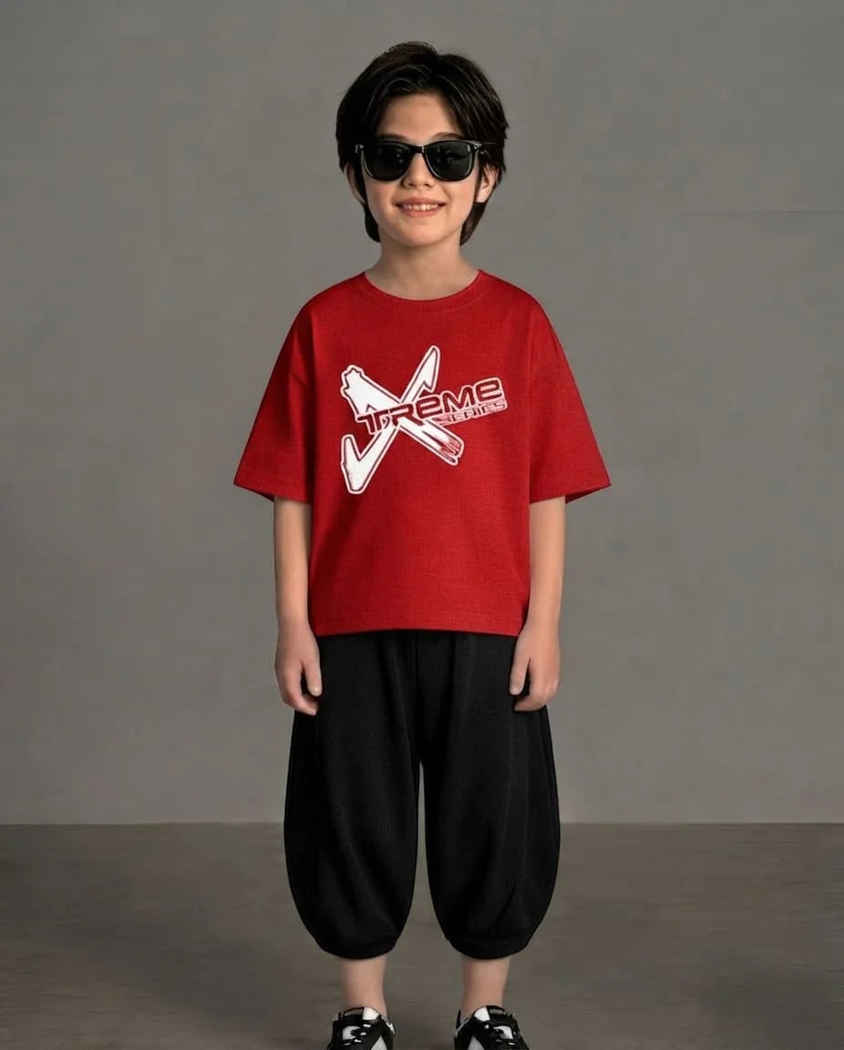XTREME Red Baggy Cotton Jersey Co-ord Set