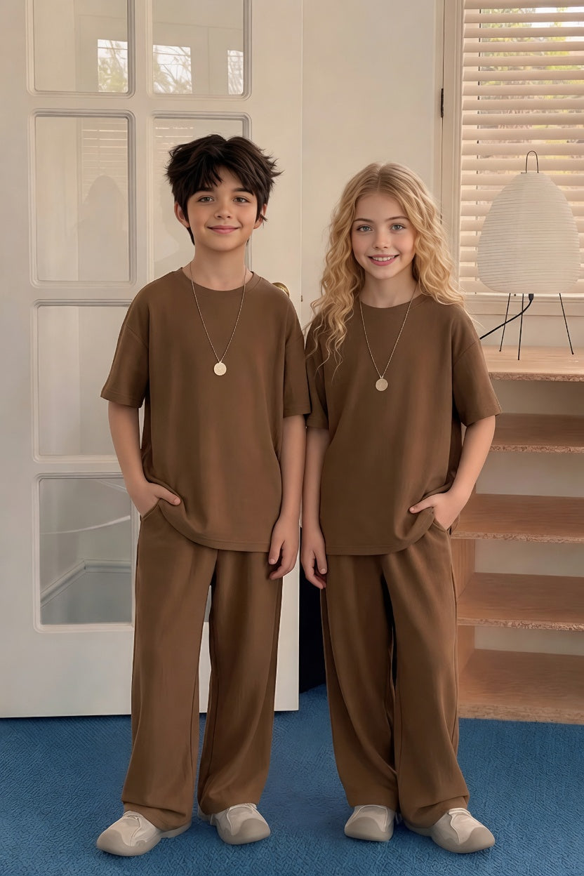 Baggy Suit Camel Soft Cotton Jersey for Summer