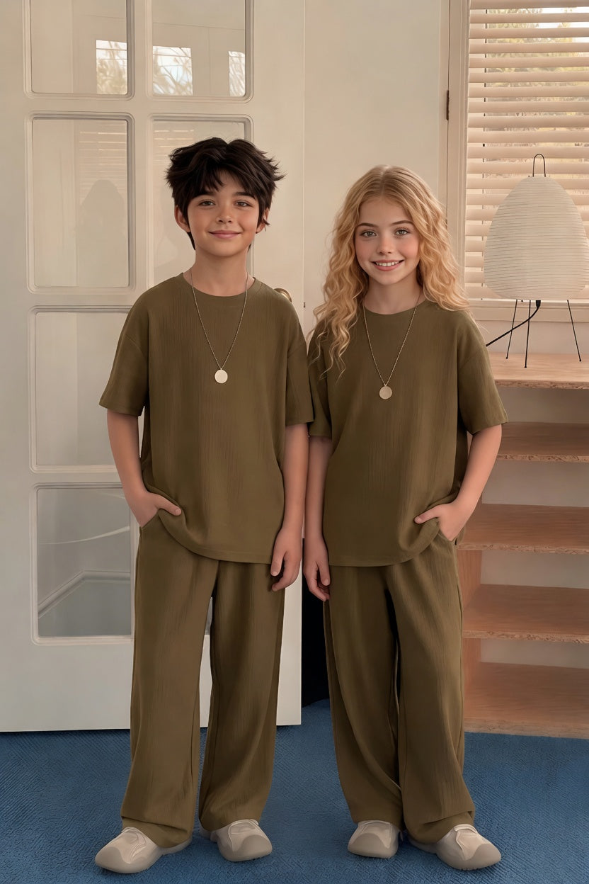 Baggy Suit Henna Green Soft Cotton Jersey for Summer