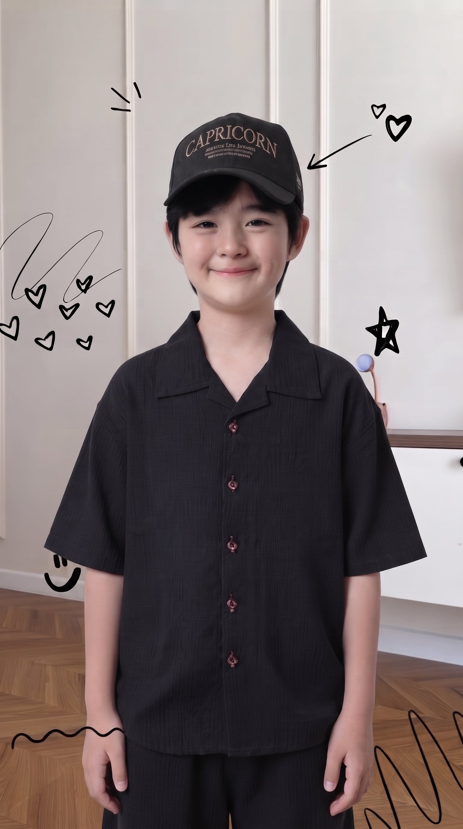 Boys Premium Crinkle Black Co-Ord Set (Imported Fabric)