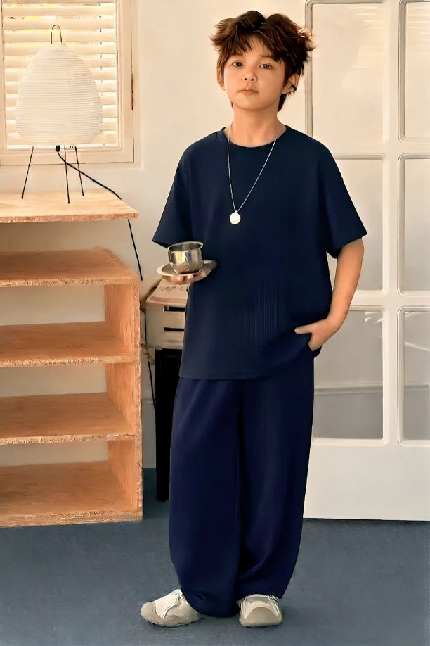 Baggy Suit Navy Soft Cotton Jersey for Summer