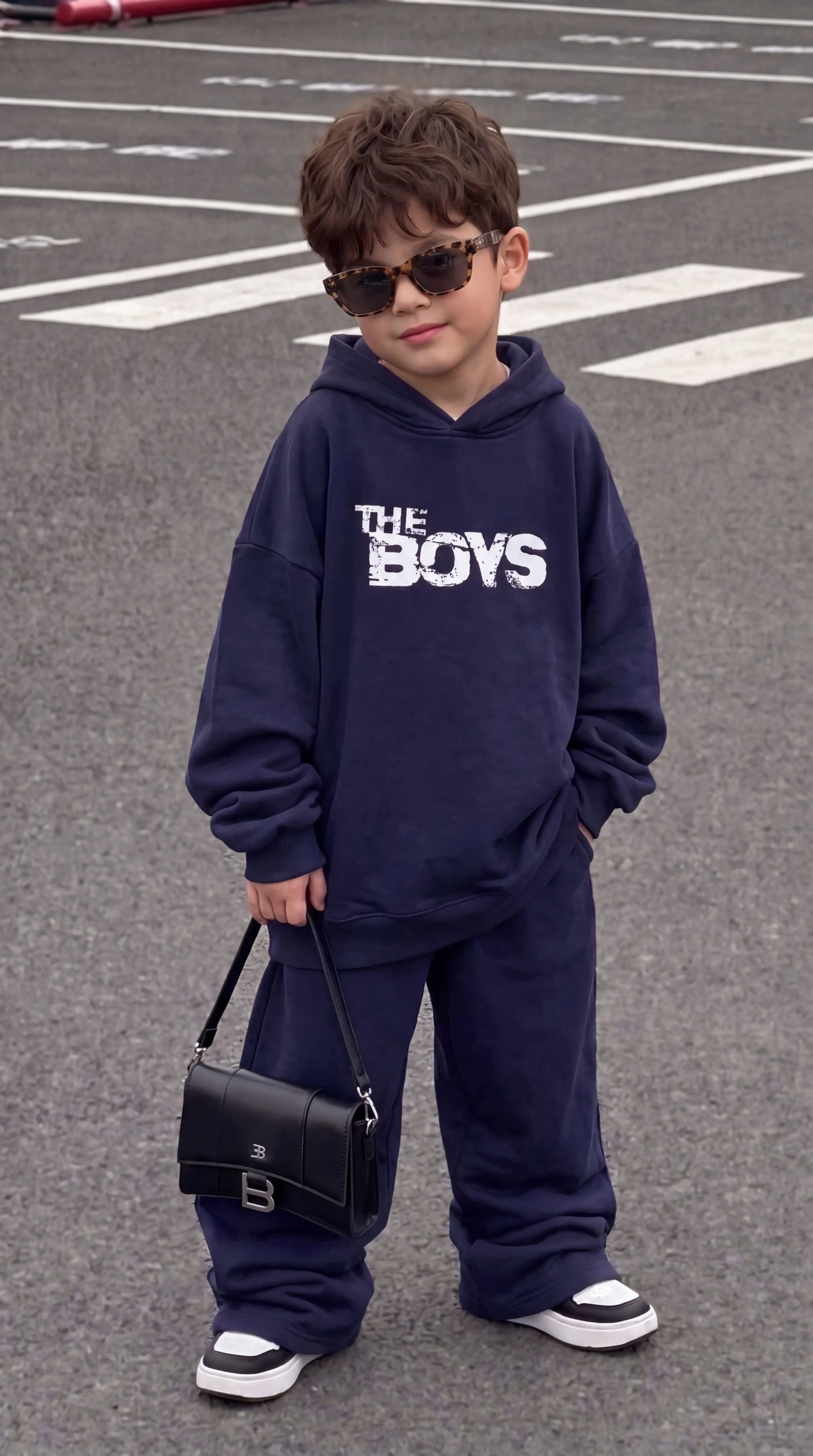 The Boys Kids Oversized Winter Baggy Tracksuit - Navy Blue