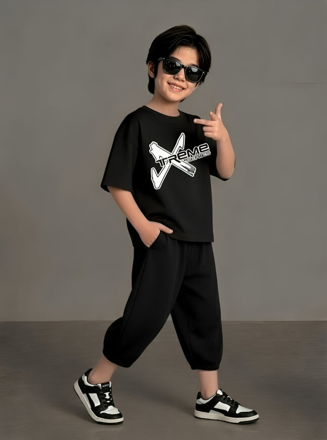XTREME Black Baggy Cotton Jersey Co-ord Set