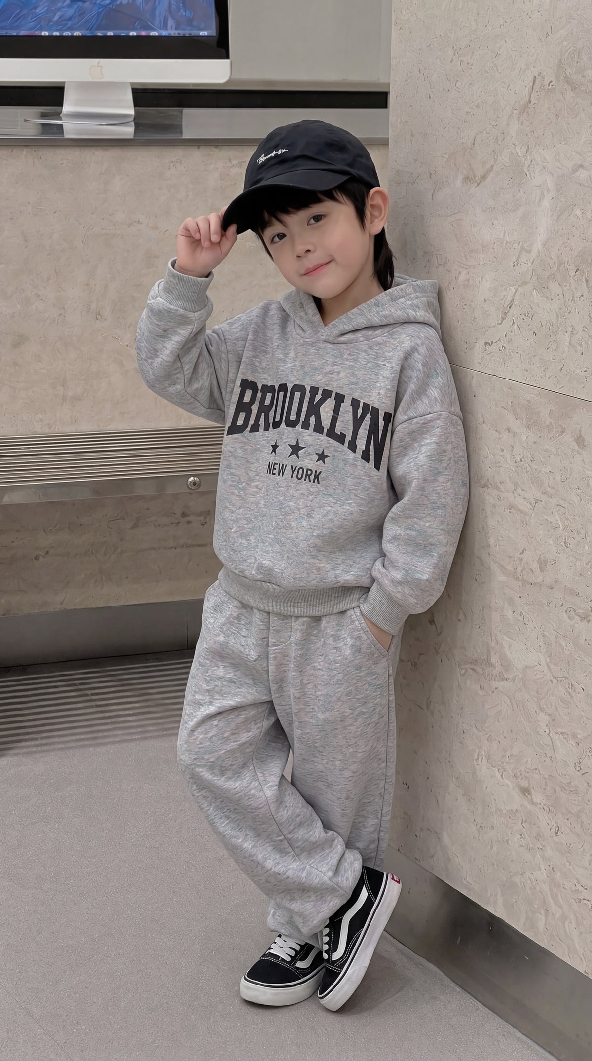 Brooklyn New York Winter Baggy Tracksuit - Heather Grey