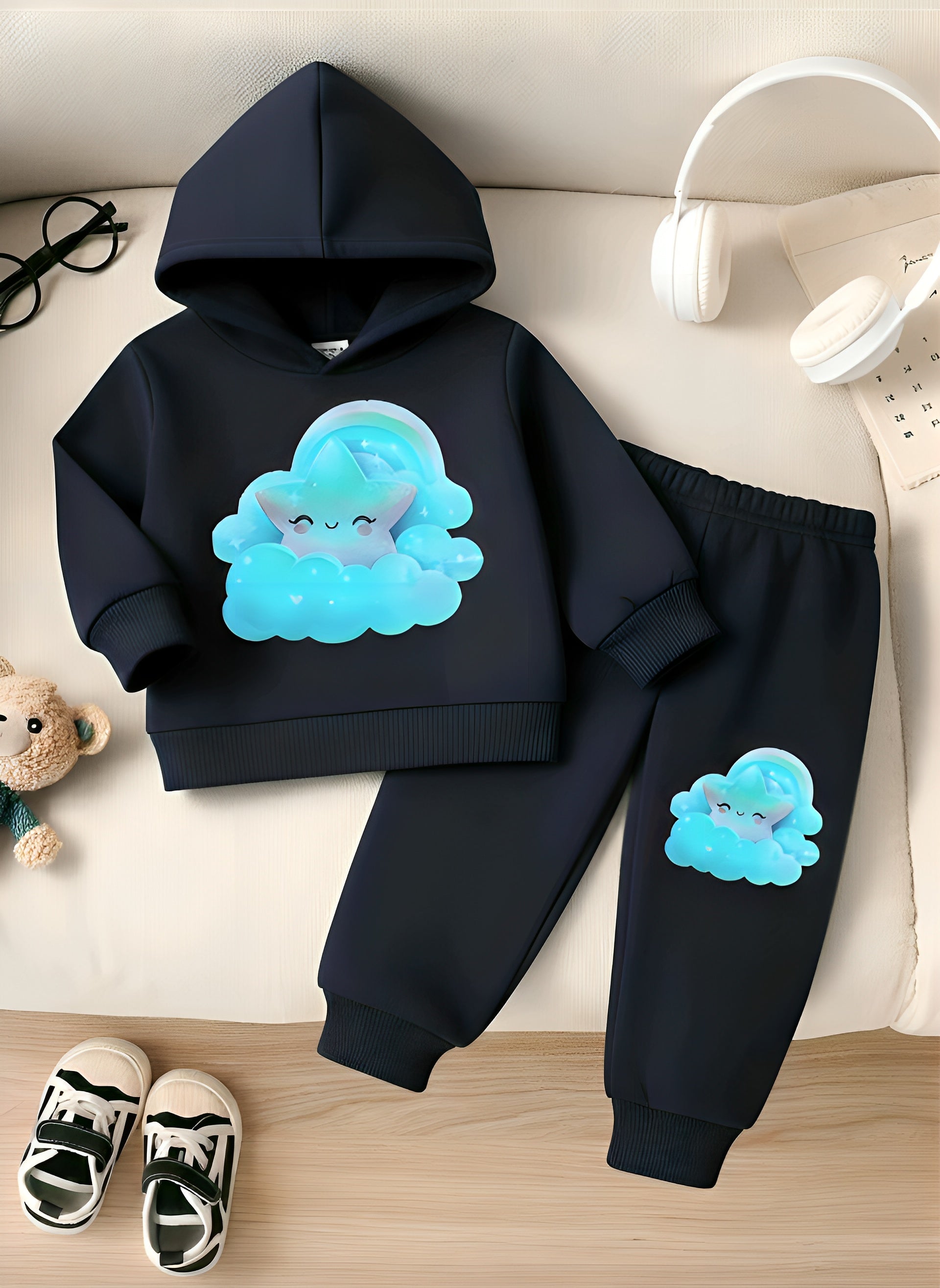 Girls Rainbow Navy Winter Tracksuit