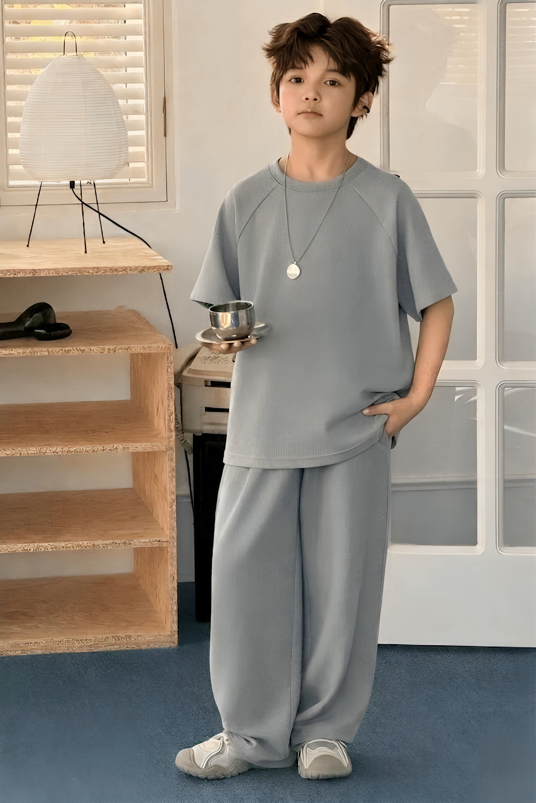 Baggy Suit Steel Grey Soft Cotton Jersey for Summer