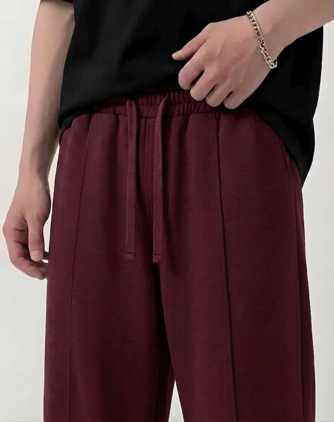 Maroon Straight-Leg Baggy Trouser