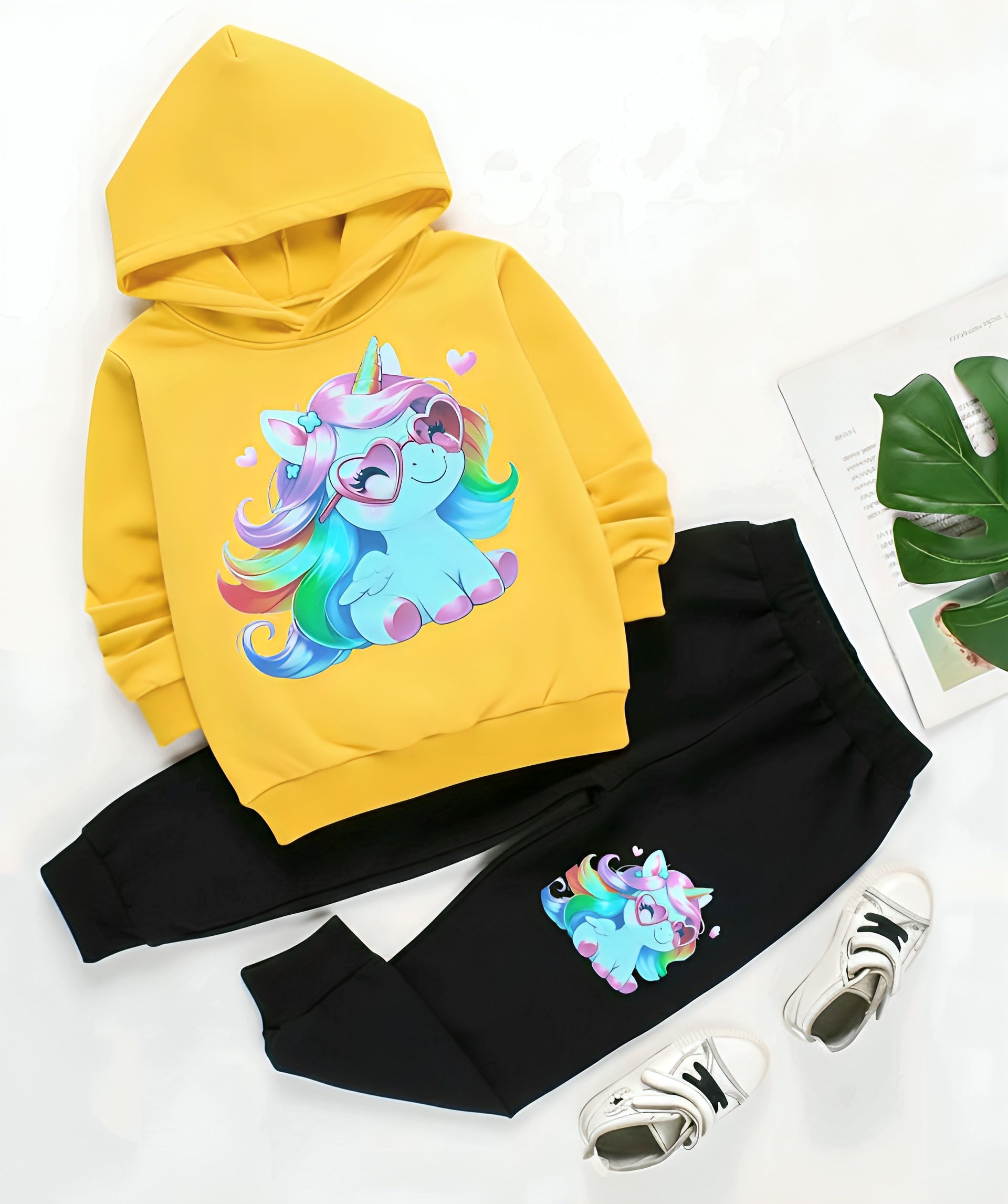 Girls Unicorn Yellow Winter Tracksuit