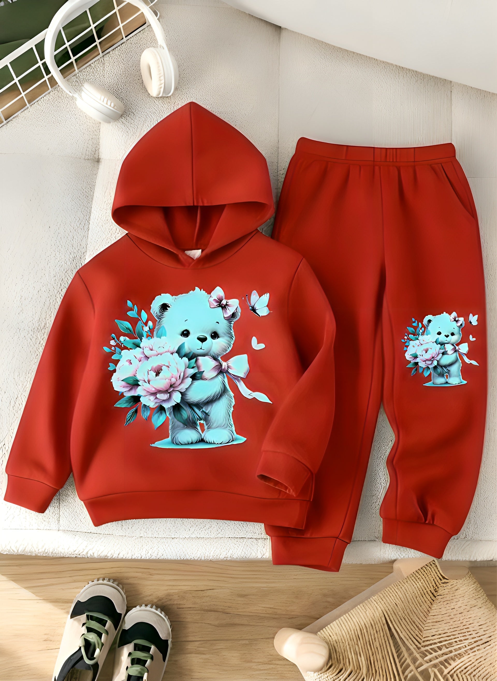 Girls Teddy Bear red Winter Tracksuit