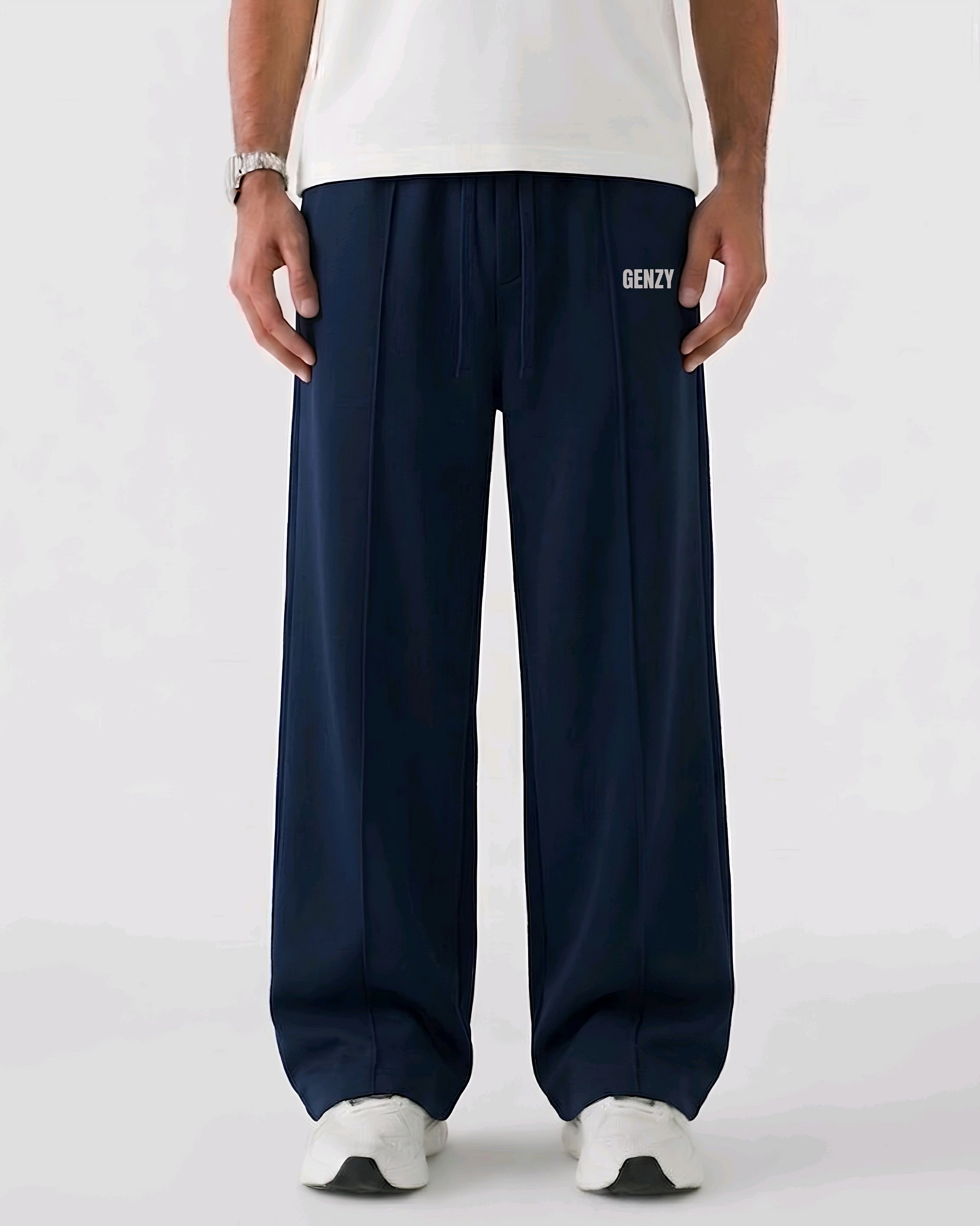 Genzy Navy Straight-Leg Baggy Trouser