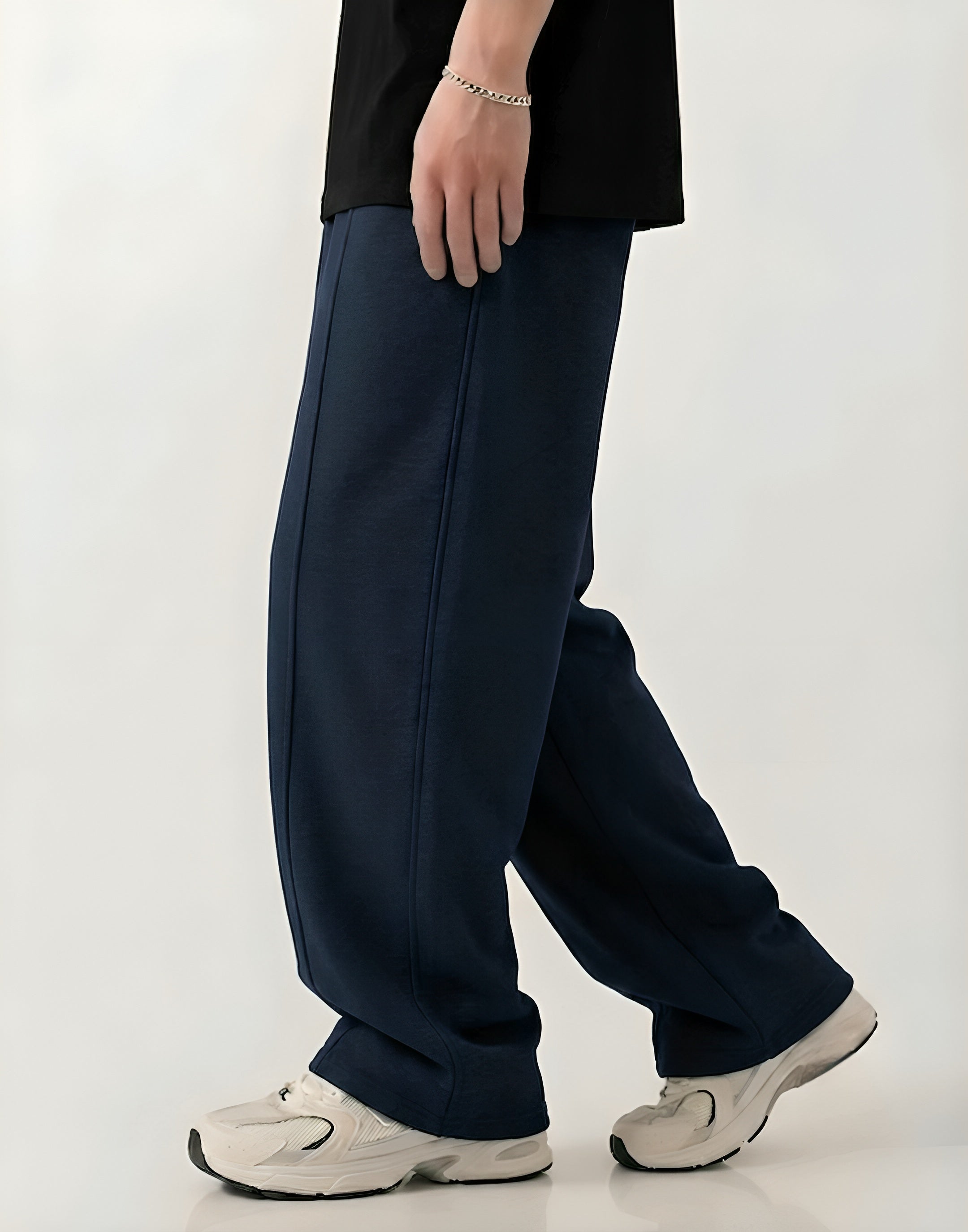 Navy Straight-Leg Baggy Trouser