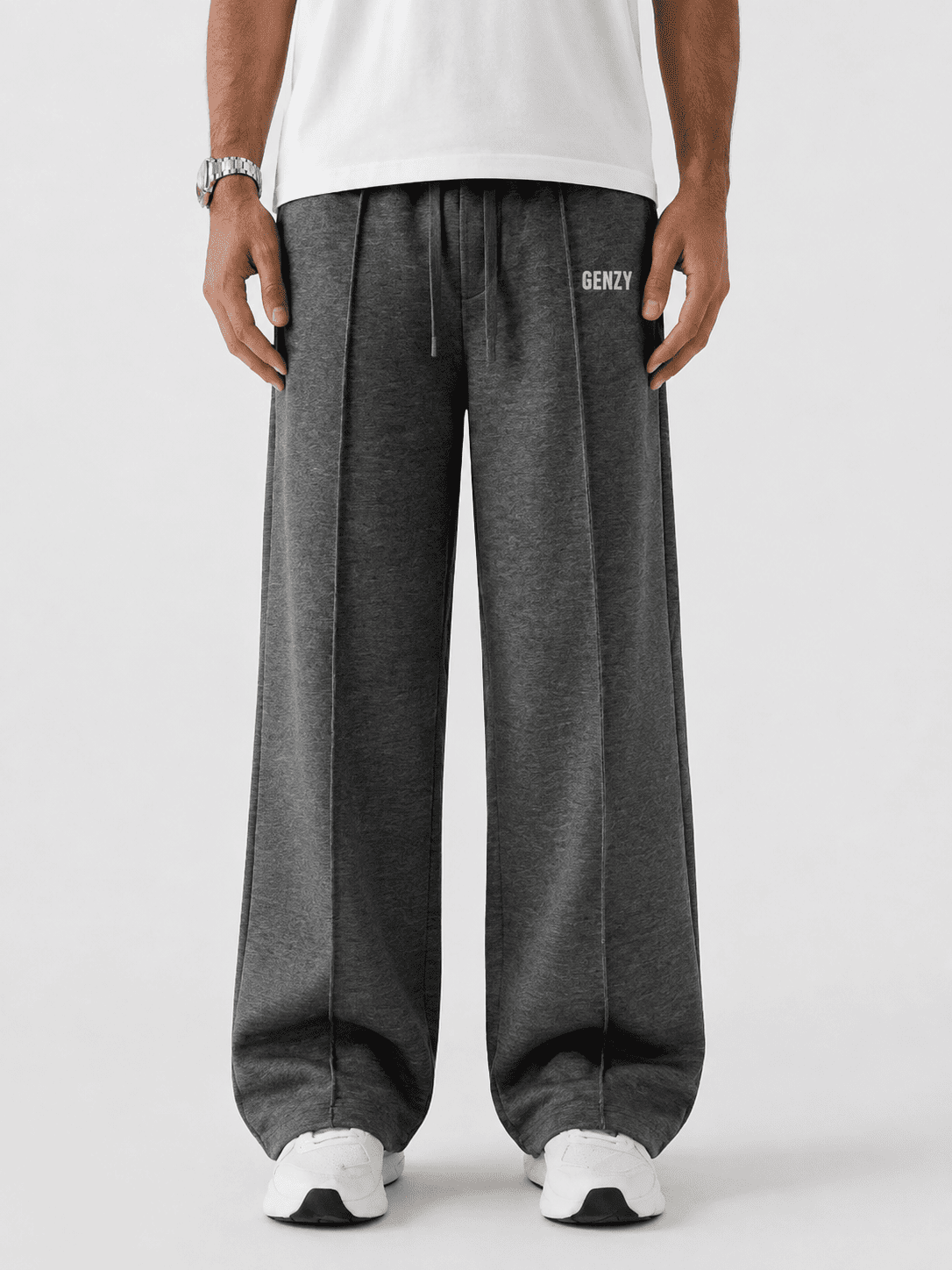 Genzy Charcoal Straight-Leg Baggy Trouser