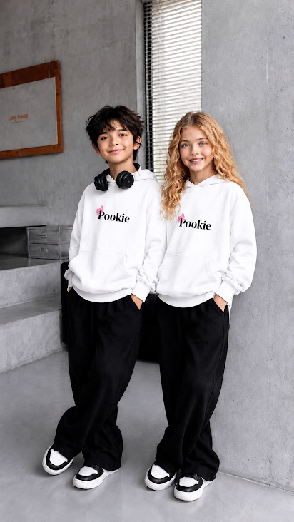 Pookie White Oversized Hoodie & Baggy Trouser Set