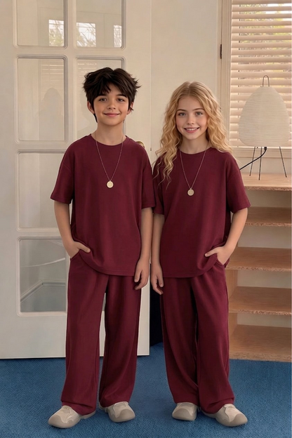 Baggy Suit Maroon Soft Cotton Jersey for Summer