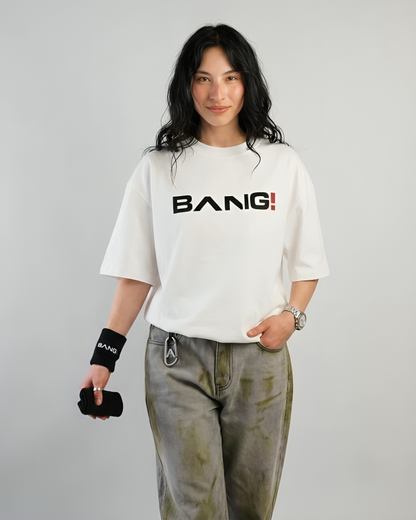 WHITE "BANG!" STATEMENT T-SHIRT (V1)