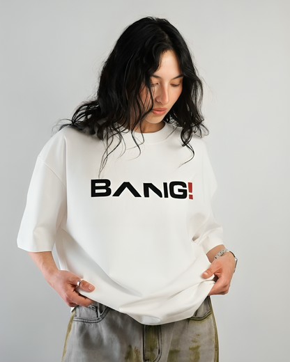 WHITE "BANG!" STATEMENT T-SHIRT (V1)