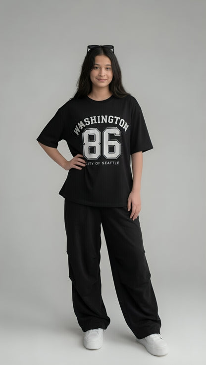 BLACK "WASHINGTON 86" CO-ORD SET