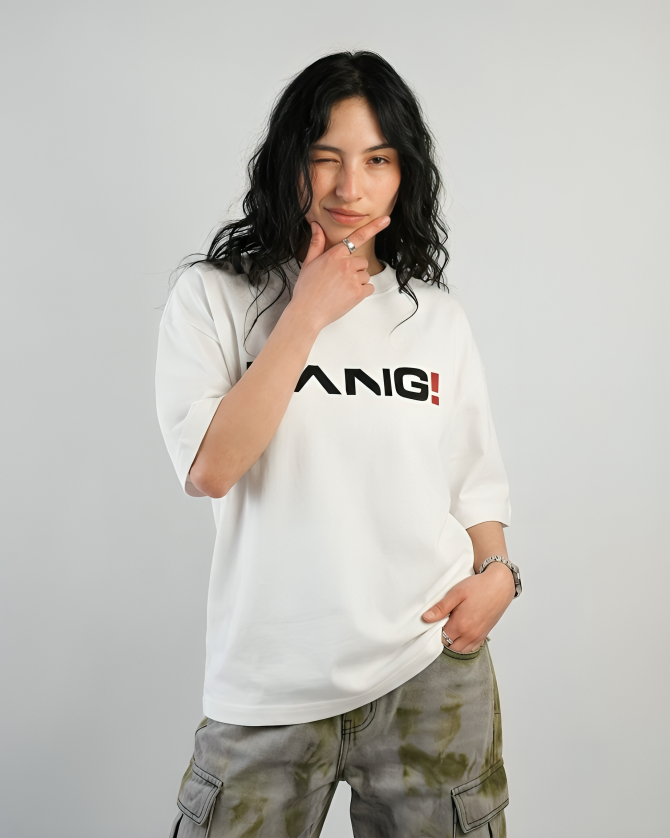 WHITE "BANG!" STATEMENT T-SHIRT (V1)