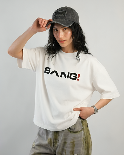 WHITE "BANG!" STATEMENT T-SHIRT (V1)