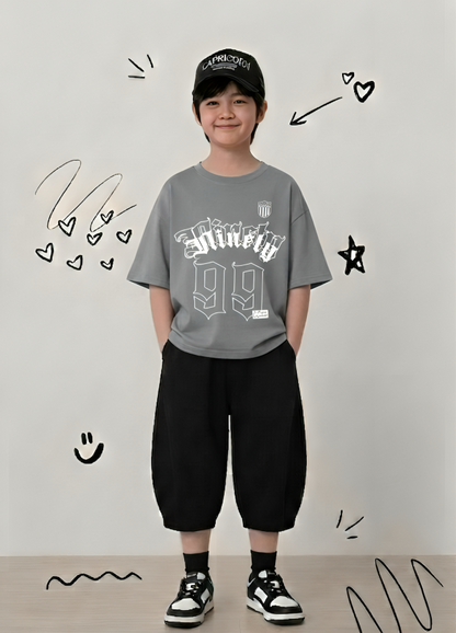 Boys' Grey 'Ninety-99' Baggy Cotton Jersey Co-ord Set