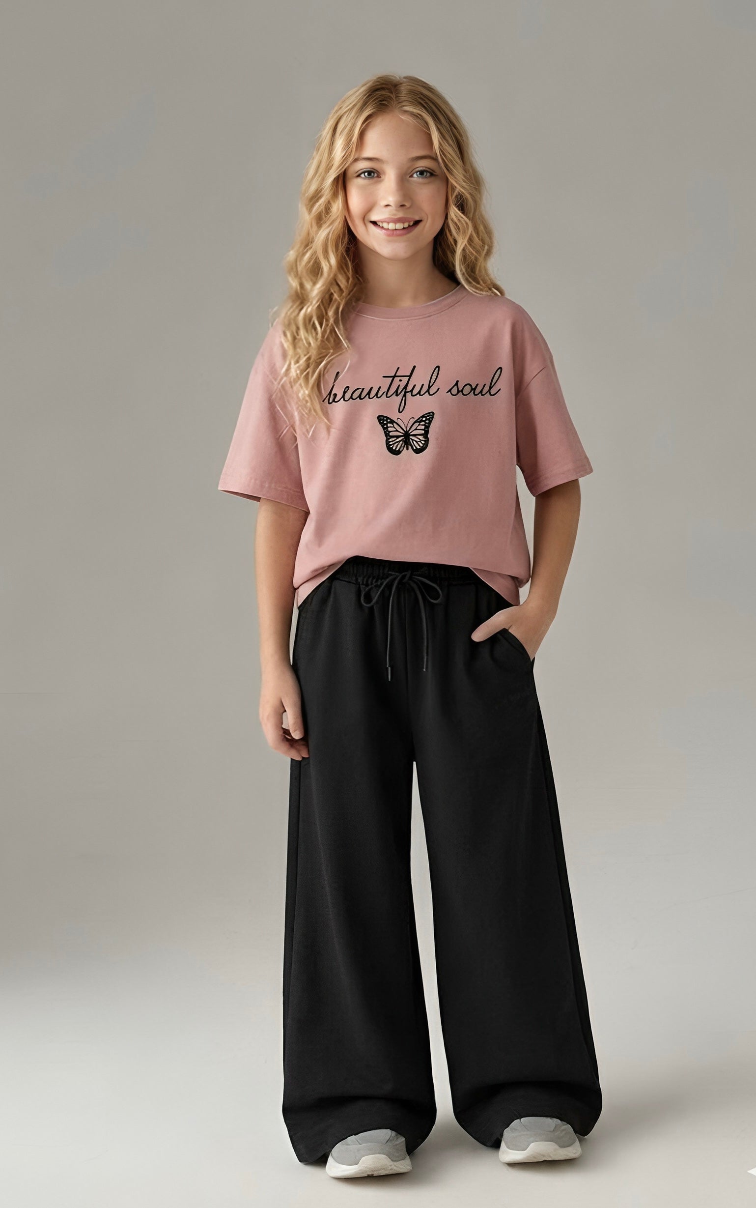 Premium Dust Pink & Black Cotton Jersey Streetwear Co-ord Set