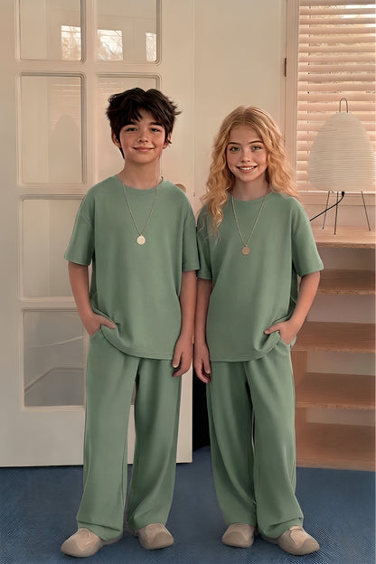 Baggy Suit Sage Green Soft Cotton Jersey for Summer