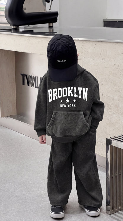 Charcoal Grey Brooklyn New York Baggy Winter Tracksuit