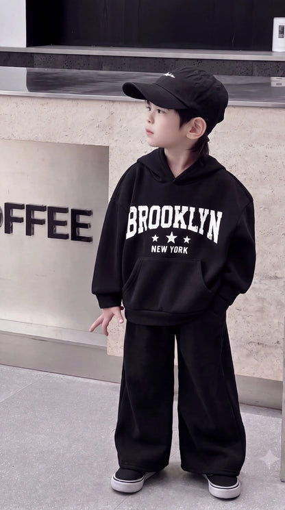 Premium Kids "BROOKLYN" Black Winter Baggy Tracksuit