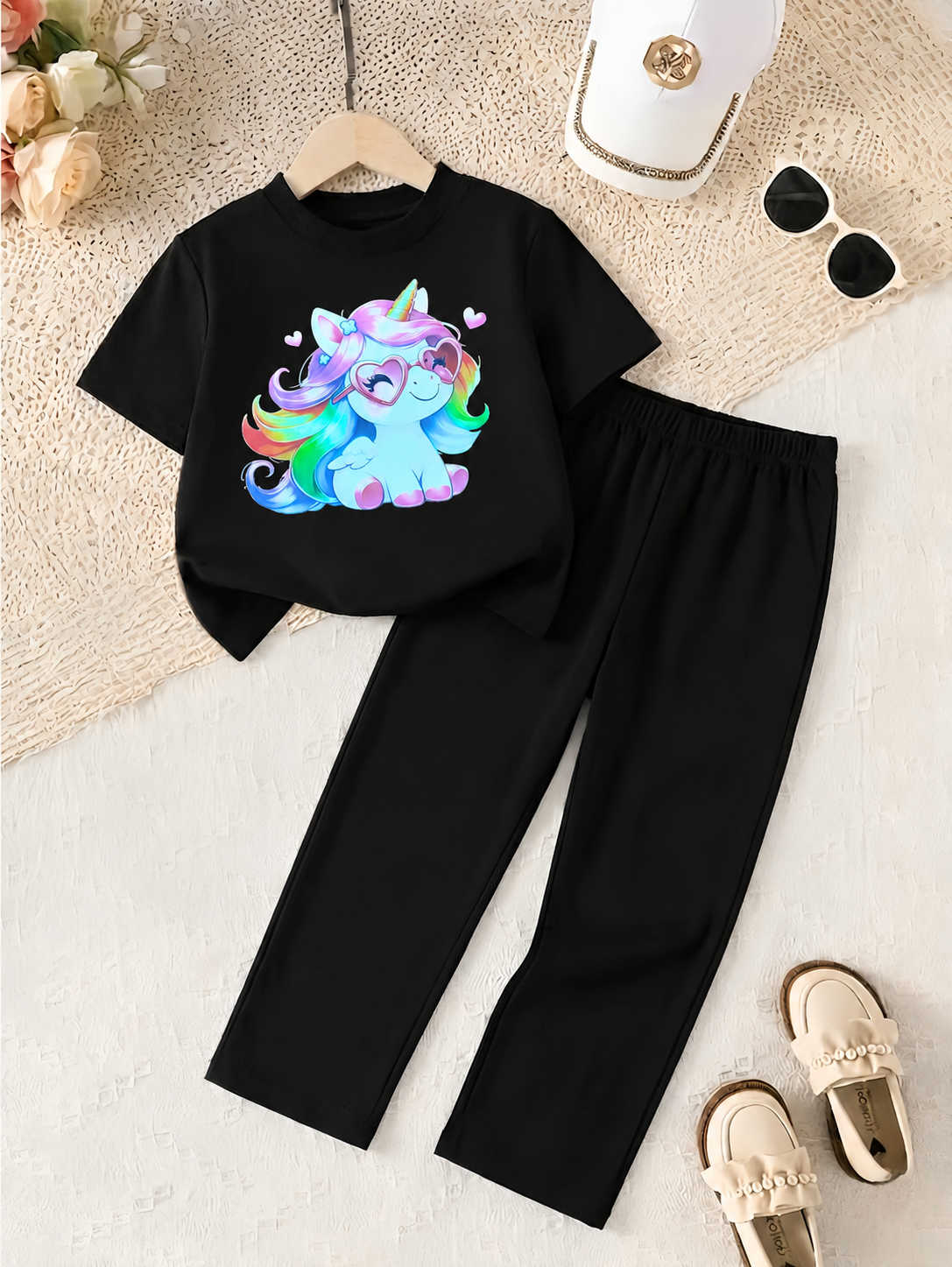 Unicorn Black baby Summer Shirt & Trousers