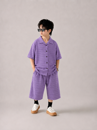 Boys Premium Jacquard Lilac Co-ord Set (Imported Fabric)