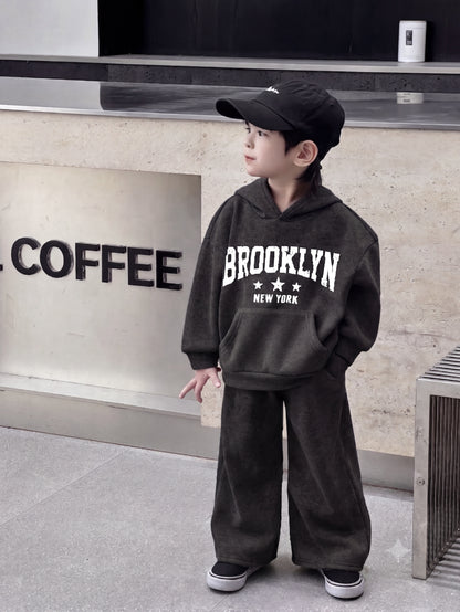 Charcoal Grey Brooklyn New York Baggy Winter Tracksuit