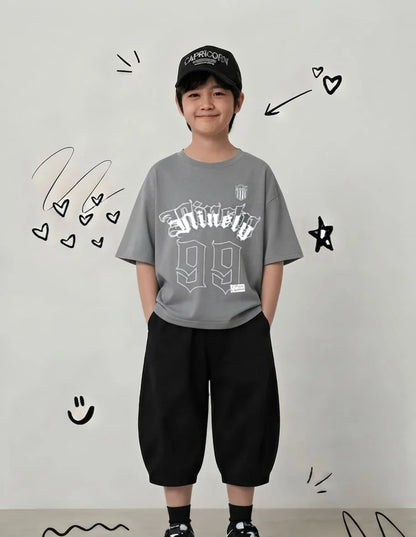 Boys' Grey 'Ninety-99' Baggy Cotton Jersey Co-ord Set