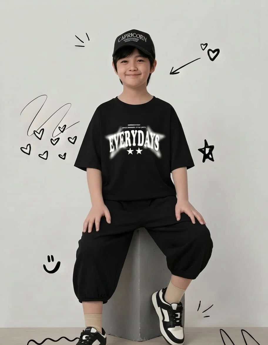 "EVERYDAYS" Premium Black Baggy Co-ord Set