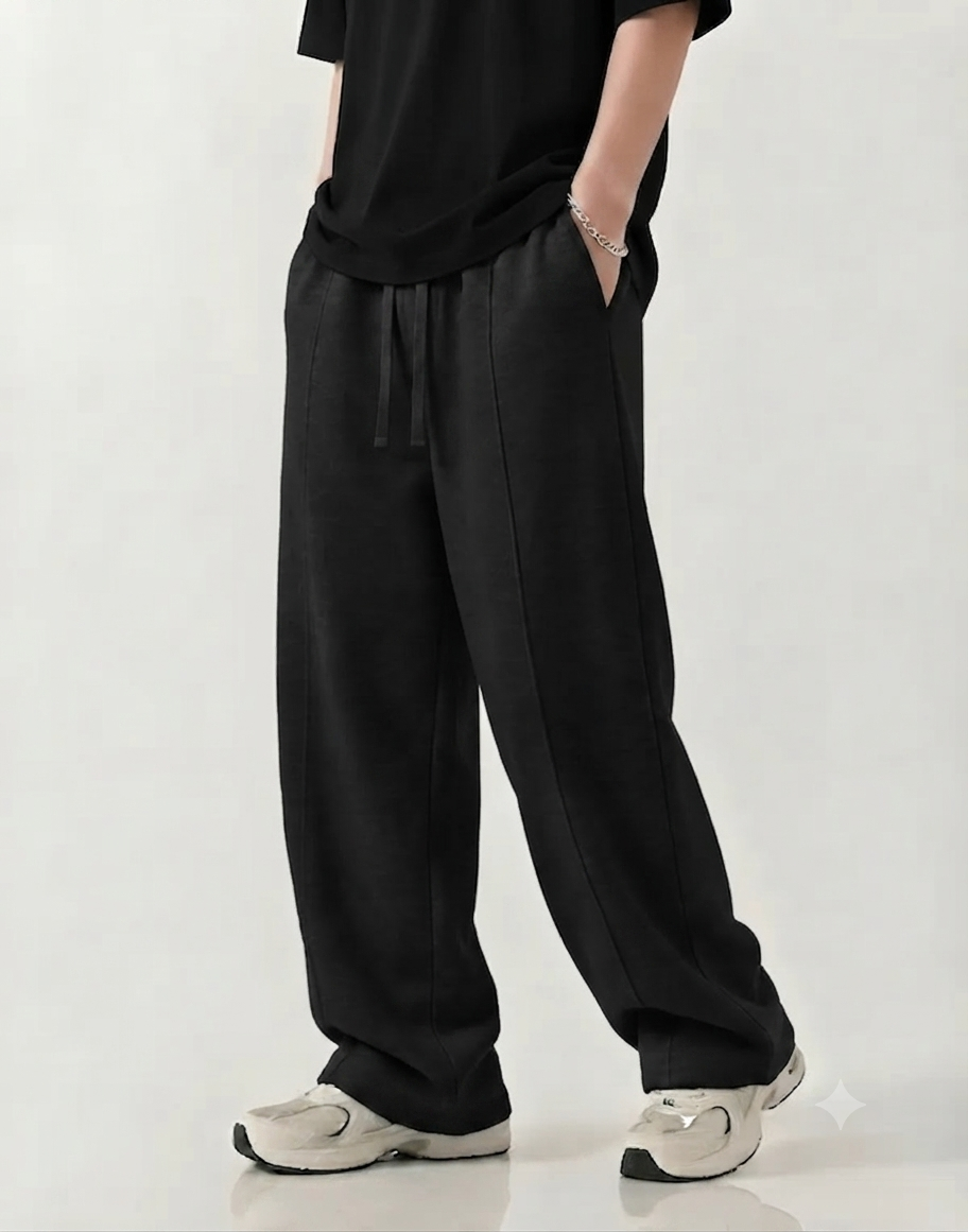 Black Straight-Leg Baggy Trouser