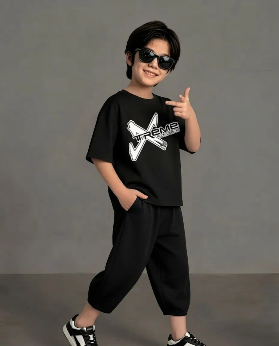 XTREME Black Baggy Cotton Jersey Co-ord Set