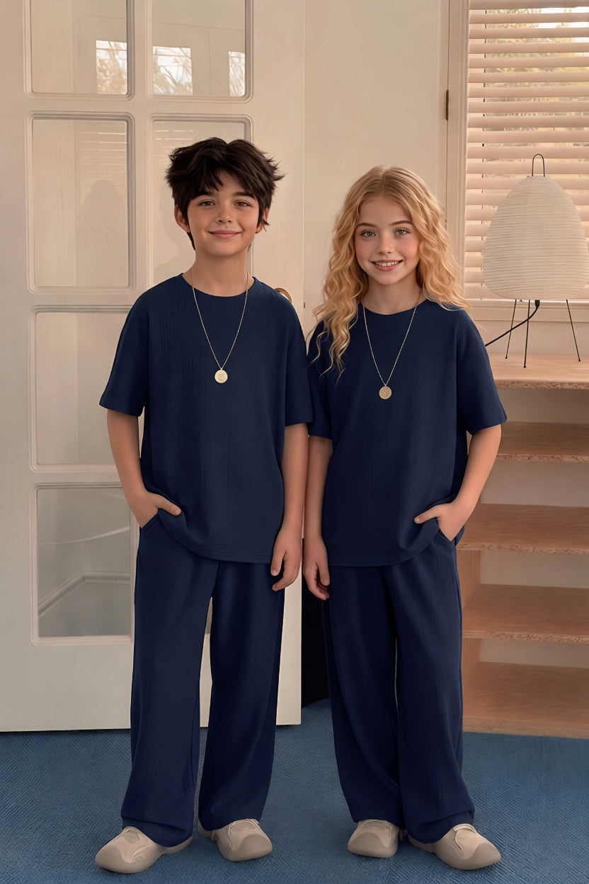 Baggy Suit Navy Soft Cotton Jersey for Summer