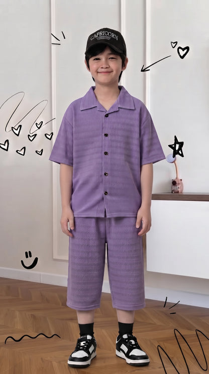 Boys Premium Jacquard Lilac Co-ord Set (Imported Fabric)