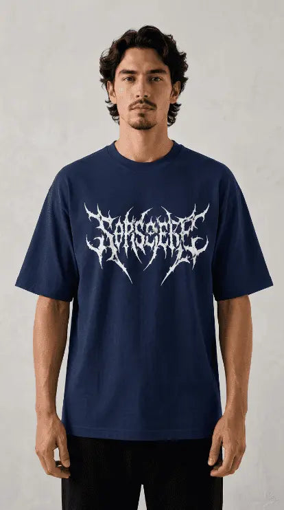 “DARK REBELLION” OVERSIZED TEE – NAVY BLUE EDITION