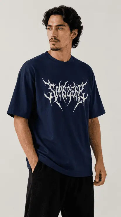 “DARK REBELLION” OVERSIZED TEE – NAVY BLUE EDITION