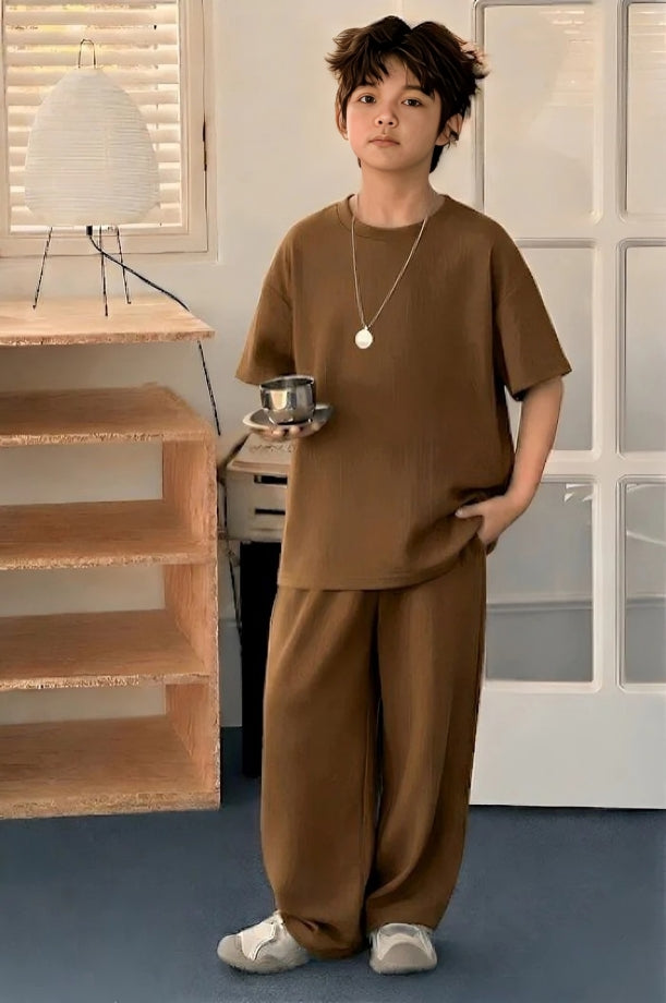 Baggy Suit Camel Soft Cotton Jersey for Summer