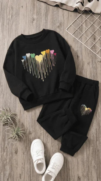 Kids Black Melted Heart Graphic Oversized Sweatshirt
