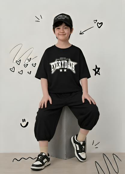 "EVERYDAYS" Premium Black Baggy Co-ord Set