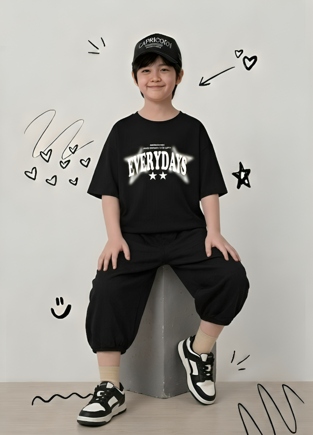 "EVERYDAYS" Premium Black Baggy Co-ord Set